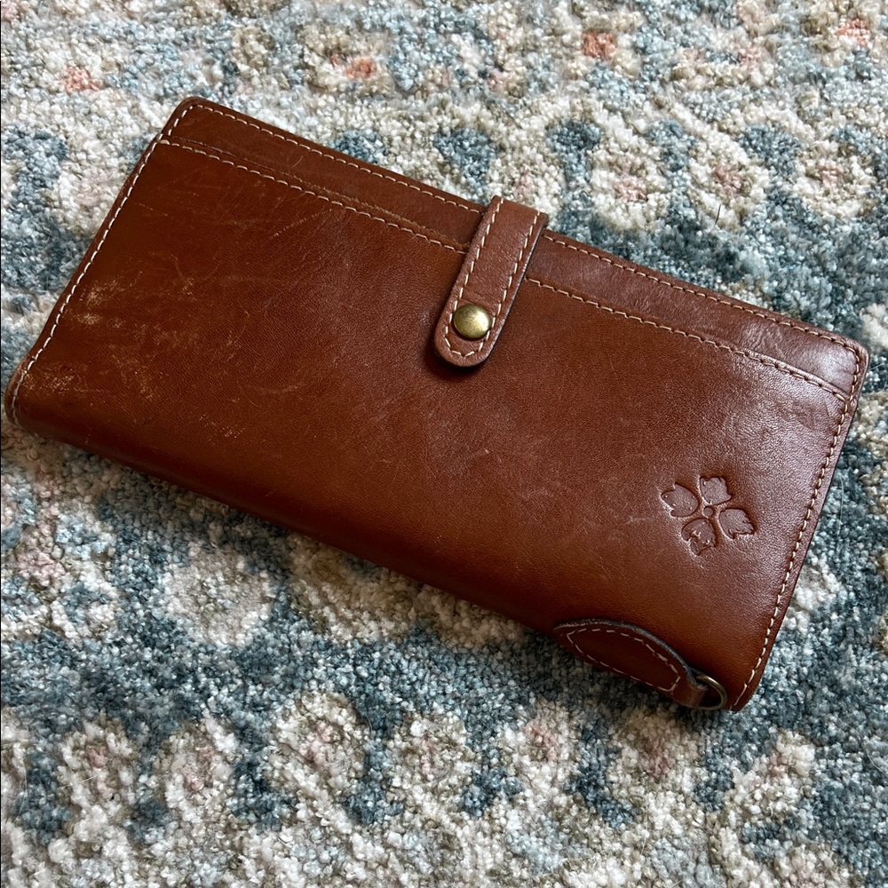 Patricia Nash Brown Leather Wallet with Embossed Clover Detail